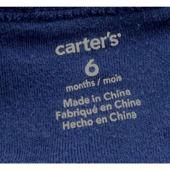 Carters Navy & White Polka Dot Ruffle Cap Sleeve Romper Red Crab Applique 6M - Picture 5 of 8